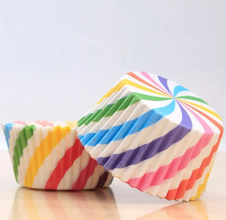 100 pcs Rainbow spiral theme Cake Cups / Muffin Cups
