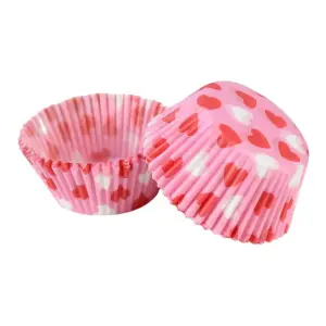 100 pcs Red and White hearts theme Cake Cups / Muffin Cups Style 3