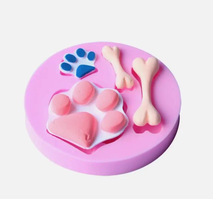 Dog paw bone theme silicone mould