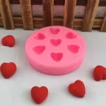 7 cavity 3D mini heart silicone mould