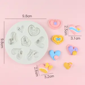 7 cavity different theme heart silicone mould