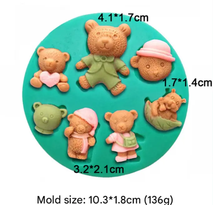 Cute Teddy Bear face silicone mould