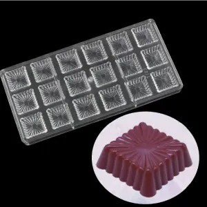 18 Cavity Fluted Square Polycarbonate Chocolate Mould
