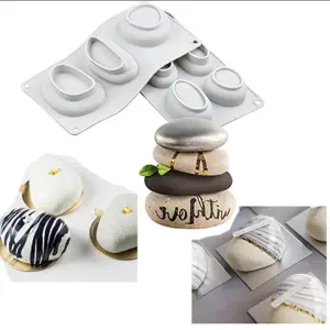 3 Cavity 3D Pebble Stone shape Silicone Mould for Cheesecake/Jelly/Brownie/Soap/Candle