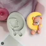 Cute Teddy Bear with Moon silicone mould style 2