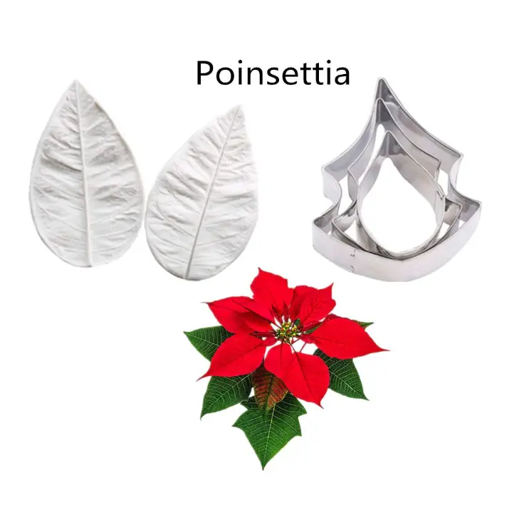 5 pcs Poinsettia Flower Cutters and leaf veiner mould set