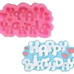 Happy Birthday with hearts Silicone Mould Style 2