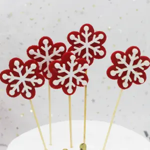 3 pcs Red and White Snowflake Topper set