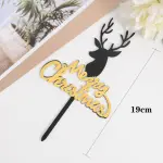 1 pcs Black and Gold Merry Christmas Reindeer theme acrylic cake topper