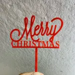 1 pcs Red Merry Christmas acrylic cake topper Style 26