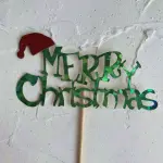 1 pcs Dark Green Merry Christmas cake topper