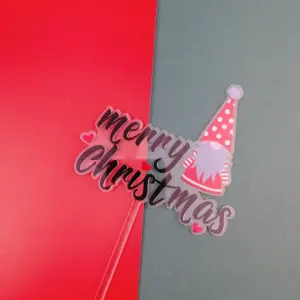 1 pcs Printed Merry Christmas acrylic cake topper Style 28