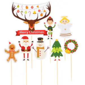8 pcs Christmas theme cake Cupcake topper set style 31