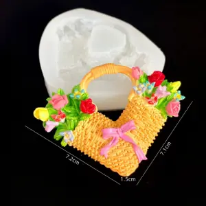 Heart Shaped Flower basket theme Silicone Mould