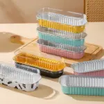 Rectangle Aluminum Tin Foil Bake & Serve Cup with Lid | Aluminium Containers | Non-Stick Foil Baking Container - 5 Pcs Pack (200ml)