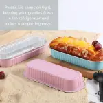 Rectangle Aluminum Tin Foil Bake & Serve Cup with Lid | Aluminium Containers | Non-Stick Foil Baking Container - 5 Pcs Pack (200ml)