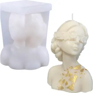 3D Beauty Elegant Girl Female Body Eyes Closed Silicone Candle Moulds