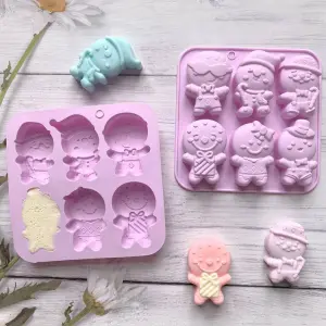 6 CAVITY GINGERBREAD MAN CHOCOLATE BISCUIT SILICONE Mould