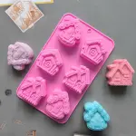 6 Cavity Christmas gingerbread house silicone mould for chocolate resins etc