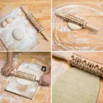 Embossed Reindeer Christmas theme wooden rolling pin