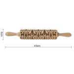 Embossed Reindeer Christmas theme wooden rolling pin