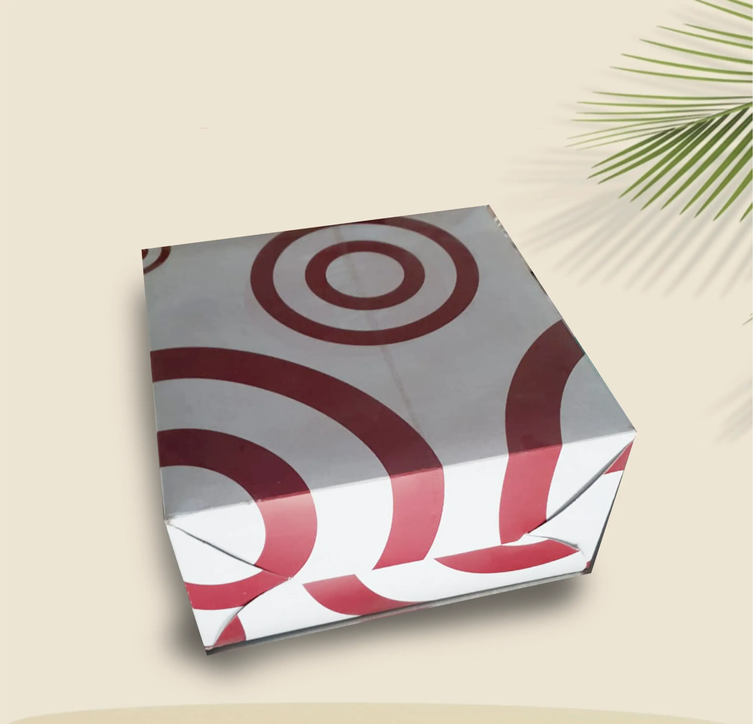 1pcs White and Red cake box 7x7x5 Inch