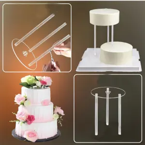 Acrylic cake dowels set of 3 pcs round stand and 3 dowels set