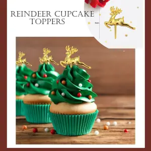 3 pcs Reindeer Christmas theme cupcake topper
