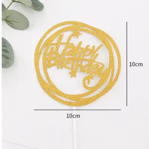 2 pcs happy birthday round cake topper