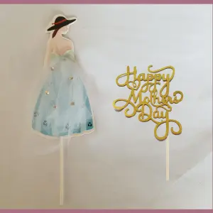 2 pcs Lady Mothers Day cake topper set STYLE 26