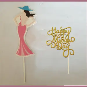 2 pcs Lady Mothers Day cake topper set STYLE 27