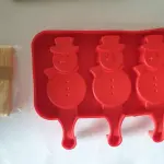 3 cavity snowman popsicle Silicone Mould with wooden sticks