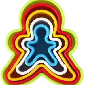 Multi Colour Gingerman Shape Plastic Cookie Cutter - Set of 5 Pieces