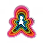 Multi Colour Gingerman Shape Plastic Cookie Cutter - Set of 5 Pieces