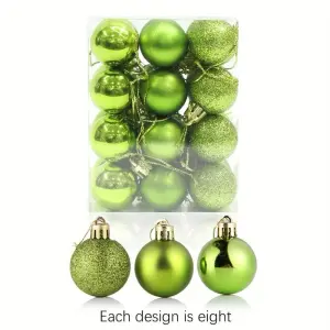 24pcs Green Christmas Ball Decorations Christmas Tree Anti-fall Christmas Decorations Hanging Balls Holiday Wedding Party