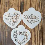 3 pcs Valentine heart theme icing stencil set