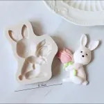 Easter Rabbit holds tulip carrot bunny Silicone Mould