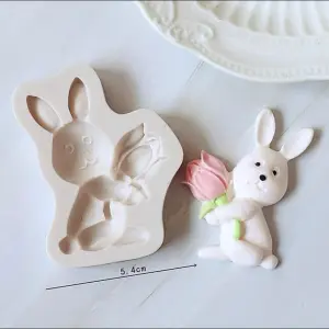 Easter Rabbit holds tulip carrot bunny Silicone Mould