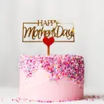 Happy mothers day with rectangle and red heart acrylic cake topper