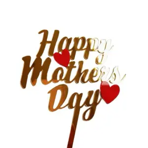 happy mothers day with red hearts acrylic cake topper