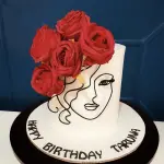 Lady face black acrylic cake topper