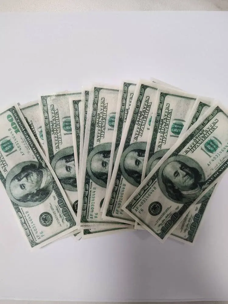 10 pcs edible Wafer Paper Dollar cake topper