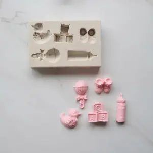 5 Cavity Baby theme shoes rattle Silicone mould
