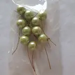 10 pcs Metallic Light Green round 1 cm diameter faux balls
