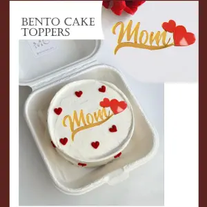 Mom with Red Heart acrylic cake topper Style 2