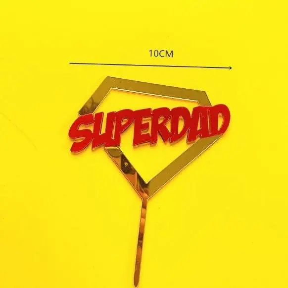 Super Dad acrylic cake topper (Golden and Red)