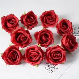 5 pcs Red Rose Artificial Flower cake topper