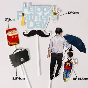 Happy fathers day theme cake cupcake topper set