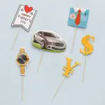 Fathers Day Luxury theme cake cupcake topper set