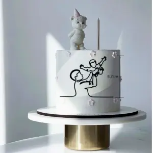 Father Holding Child outline acrylic cutout cake topper Style 3